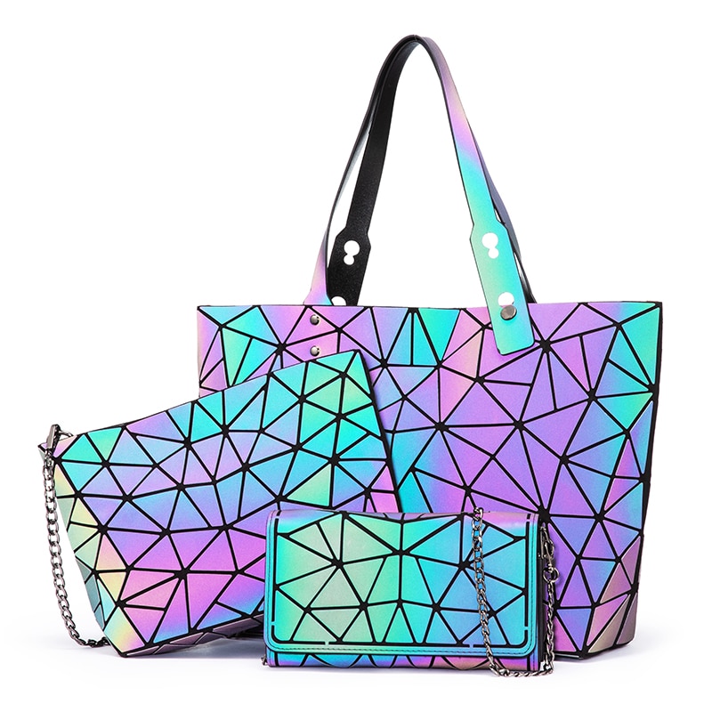 Realer, conjunto de bolsos de mano para mujer, bolsos cruzados para mujer, , bolso de hombro luminoso geométrico, bolso femenino y bolso de mano con cartera