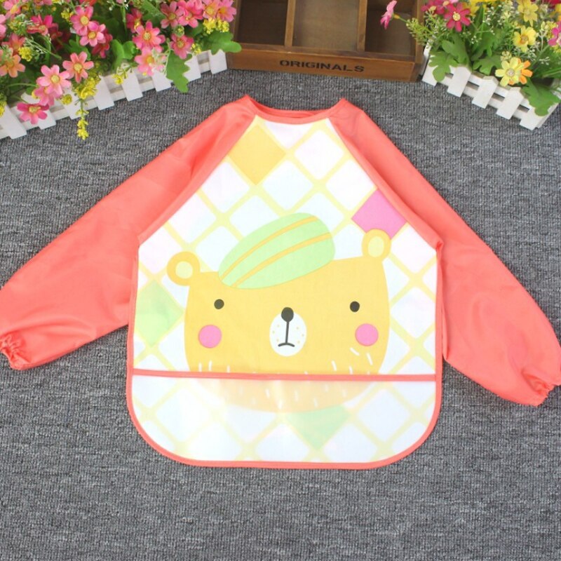 Cute Baby Bibs Waterproof Long Sleeve Apron Children Feeding Smock Bib Burp Clothes Soft Eat Toddler Baberos Bavoir