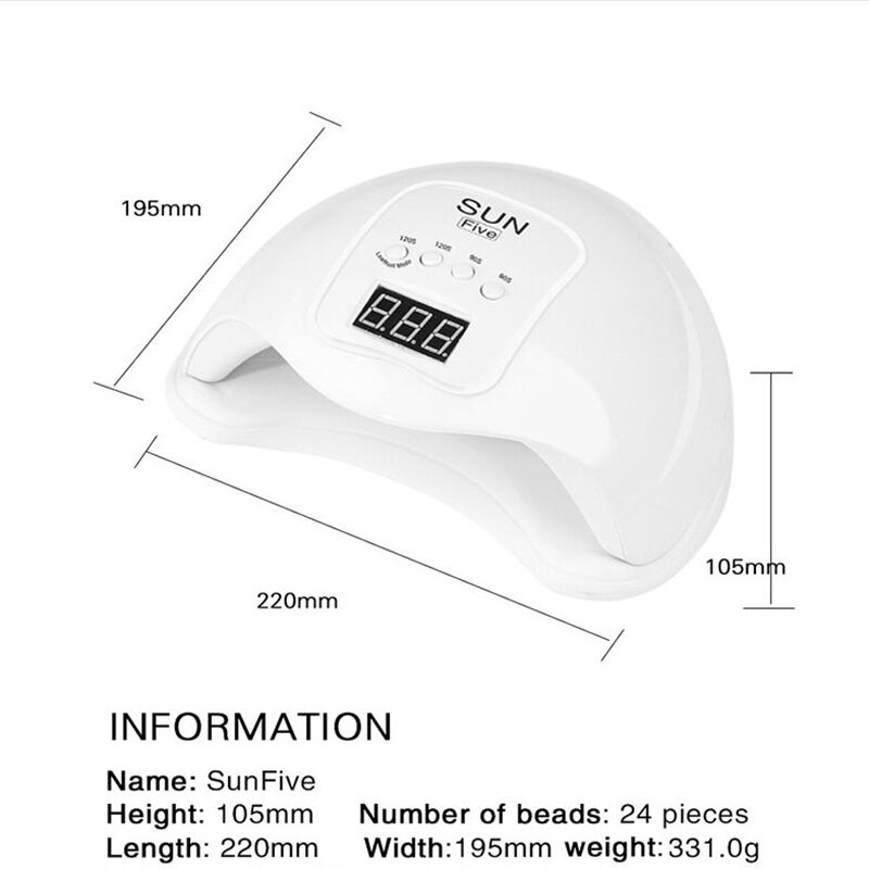 ¡Novedad! Lámpara UV para uñas Sun Five de 48W/24W, lámpara LED para manicura de uñas