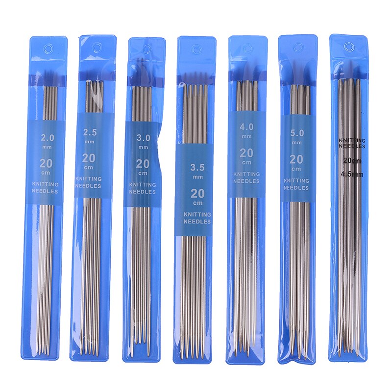 35 unidades/juego de agujas de tejer rectas, ganchos de ganchillo de acero inoxidable para DIY, herramientas de tejer, accesorios de costura de 20cm