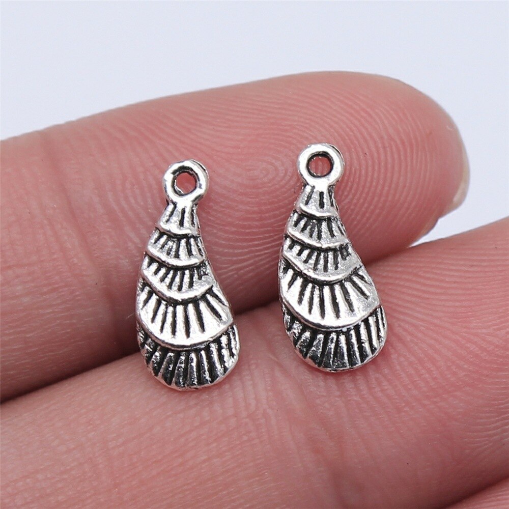 Abalorios de conchas y conchas de Color plateado antiguo, 20 piezas, para fabricación de joyas: 15x6mm-Silver