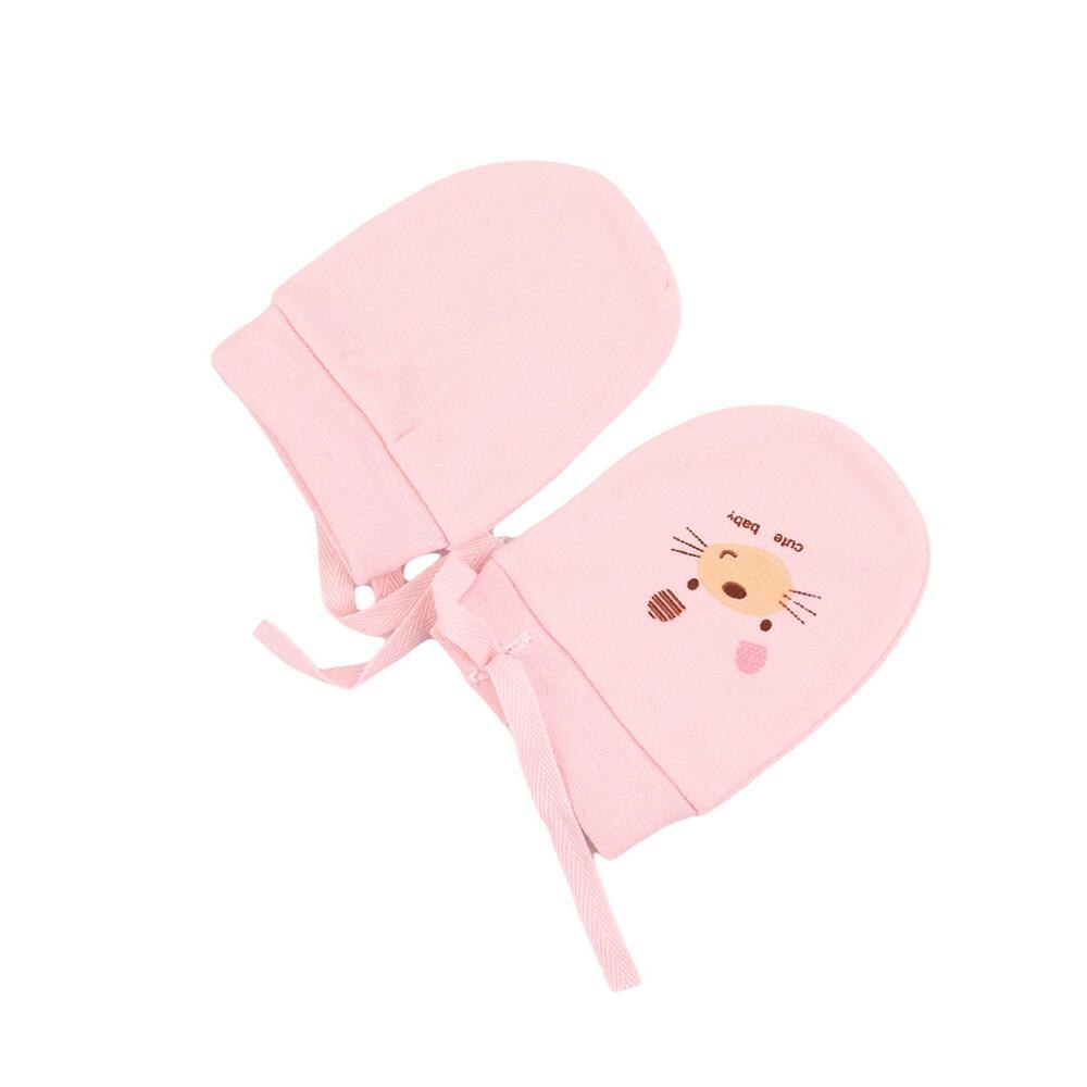 Spring 0-3months 100% cotton baby proof gloves Neonatal gloves comfortable breathe freely baby gloves newborn baby mitten: pink