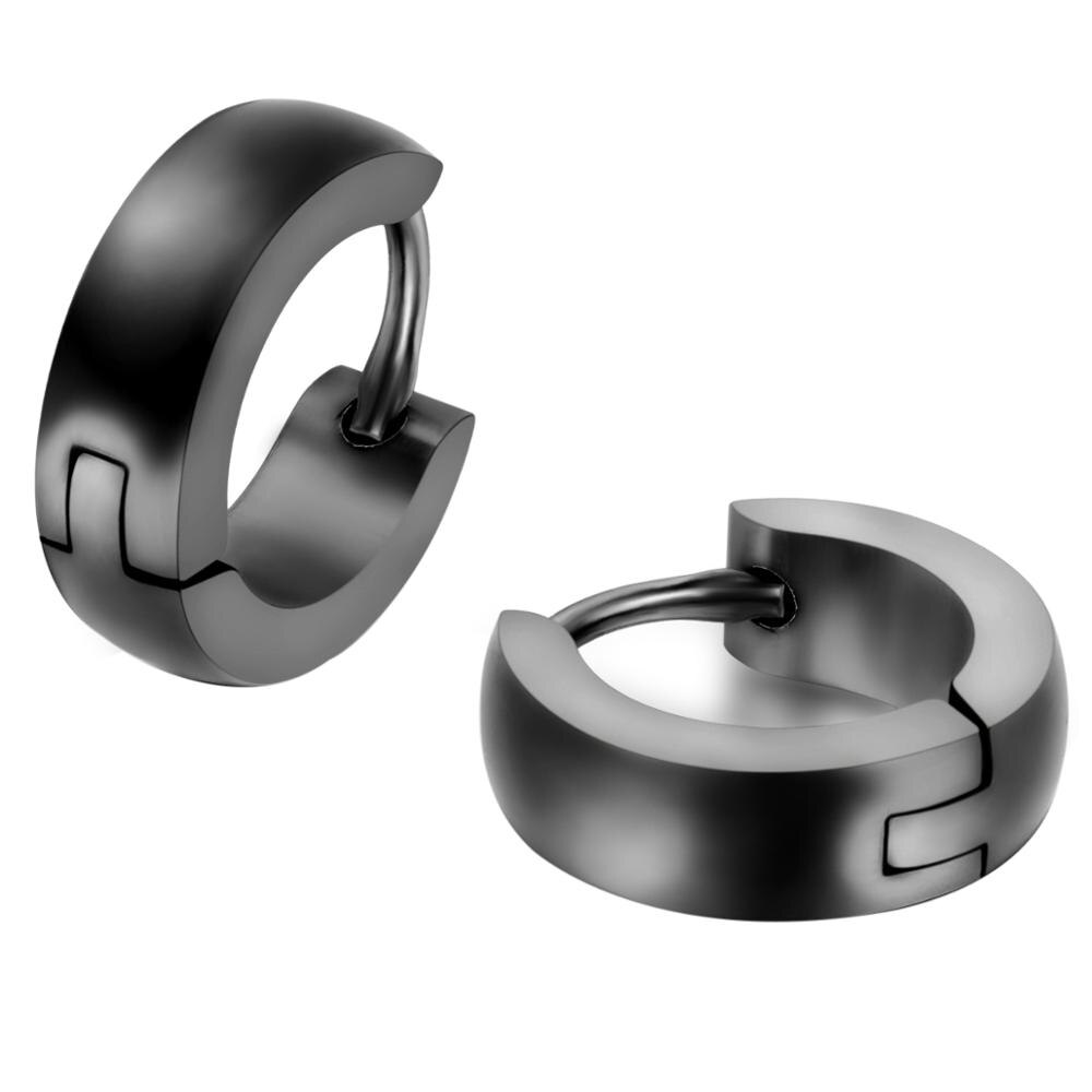 Frauen männer Edelstahl 12mm Kleine Band huggie Ohrringe Poliert Gold/Schwarz/Silber Farbe Auswahl 4mm Breite: schwarz