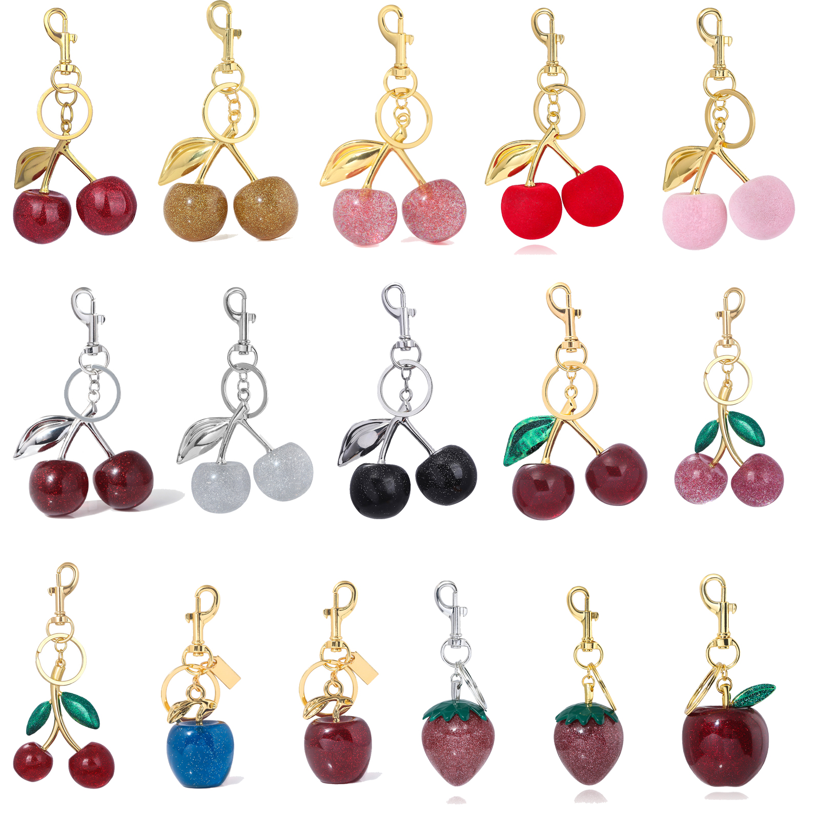 Delicious Red Cherry Keychain Summer Fruits Cherries Pendant Keyring For Women Men Jewelry Bag Key Accessories