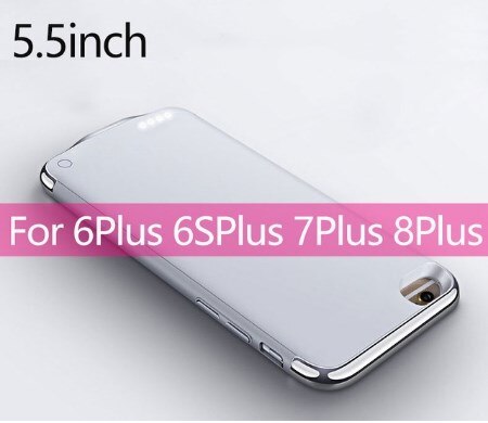 Voor iphone 6 6s 7 8 batterijlader case ultradunne externe back-up lader case voor iphone x  xs 6 6 s 7 8 plus powerbank case: 6p 6sp 7p 8p zilver