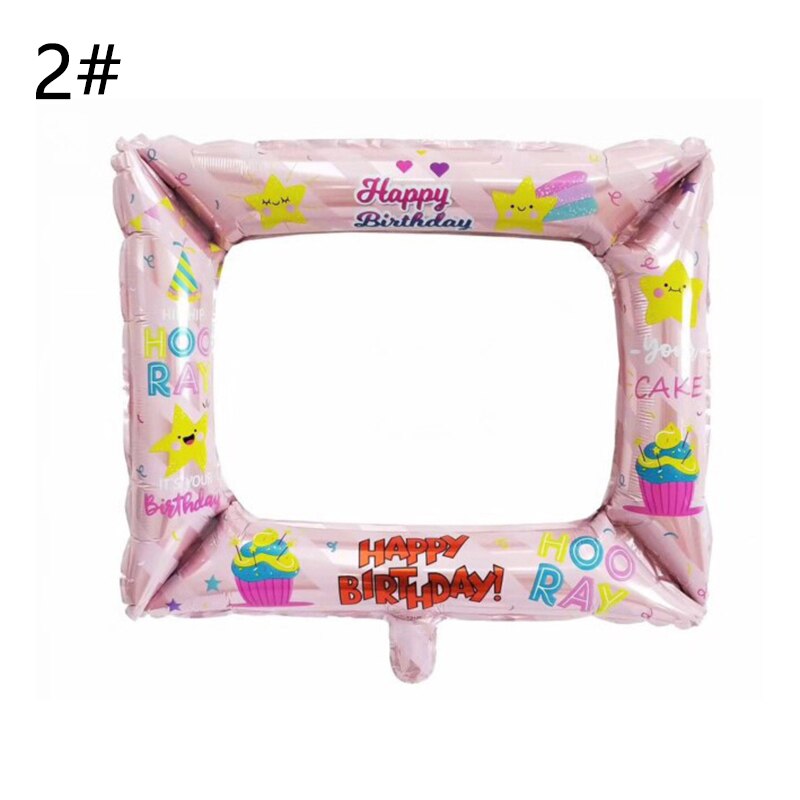 Happy Birthday Foil Balloon Kid Adult Photo Frame Photo Booth Props Babyshower Aluminum Film Birthday Balloon Party Decor