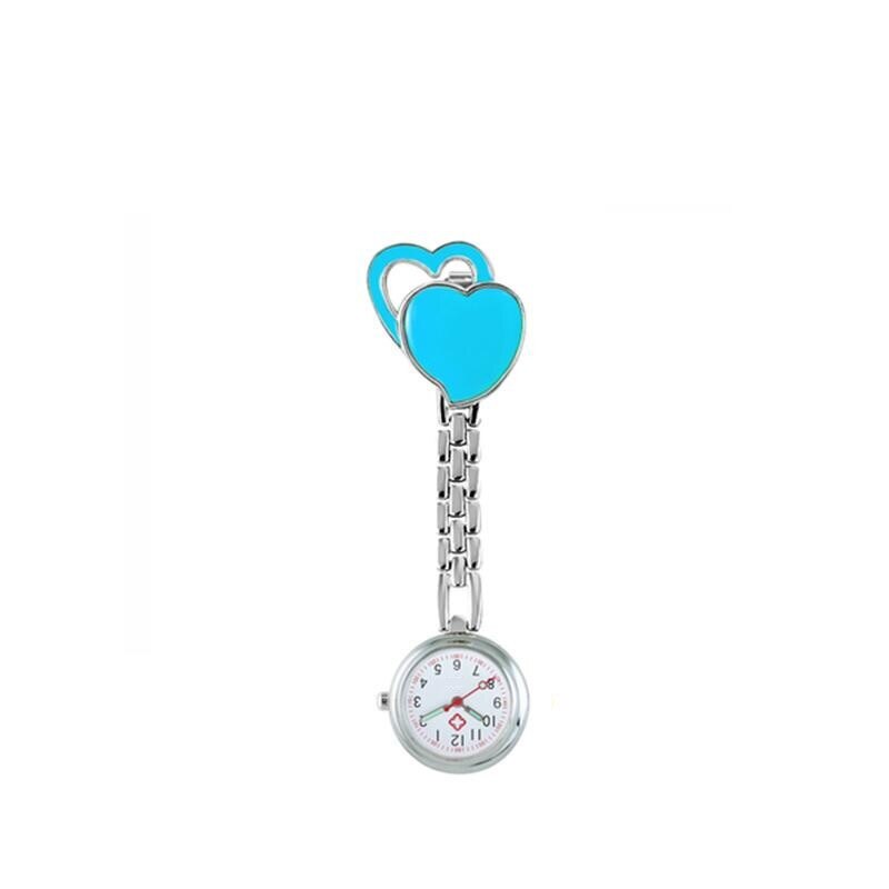 10 stuks/partij dubbele liefde hartvormige dames dames verpleegster zakhorloges kleine schattige quartz hanghorloges legering horloge