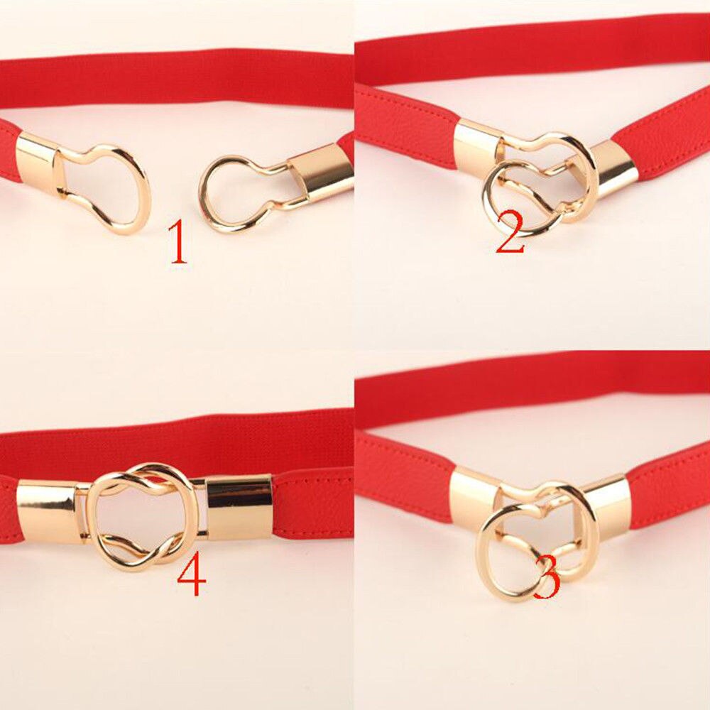 women's belt elastic waistband gold circle buckle small belts red thin cummerbund woman belt strap brown