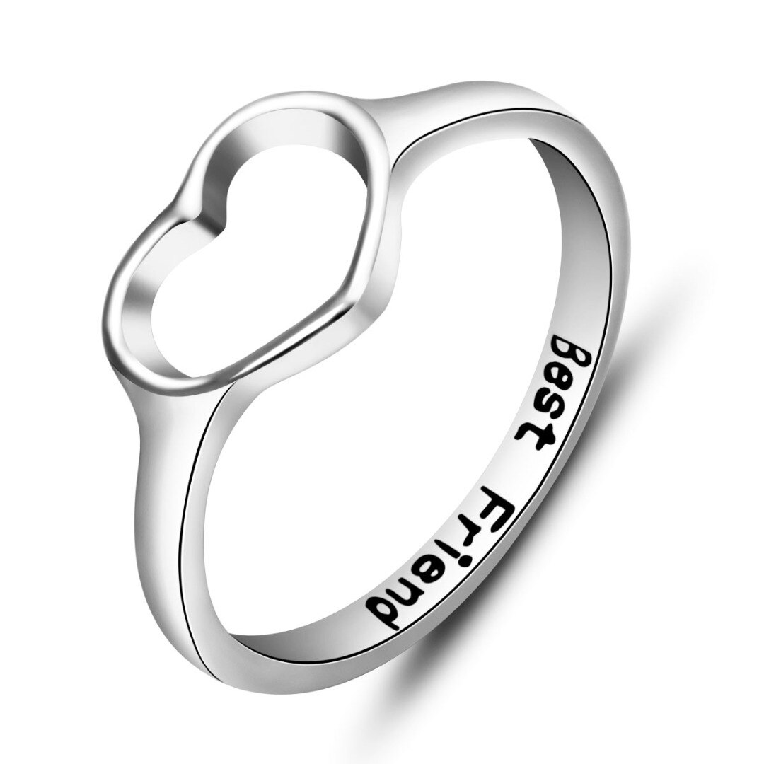 1 st bästa vän ring carve engelska brev ring bästa vänner ihåligt hjärta vänskap årsdag ring för kvinnor smycken