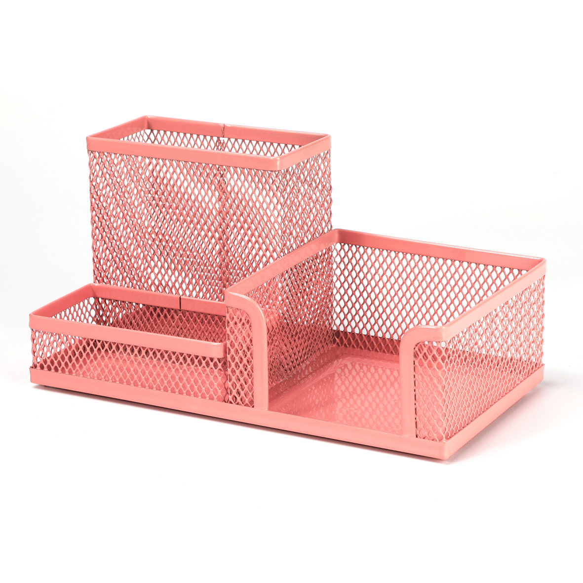 Mesh Desk Organizer Com Compartimento, Metal Office Storage Box, Suporte De Papelaria, Material De Escritório: Vermelho