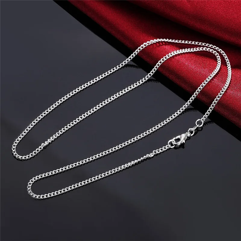 925 Sterling Zilveren Ketting 16/18/20/22/24/26/28/30 Inches 2 MM String Chain Voor Vrouwen Mannen Sieraden