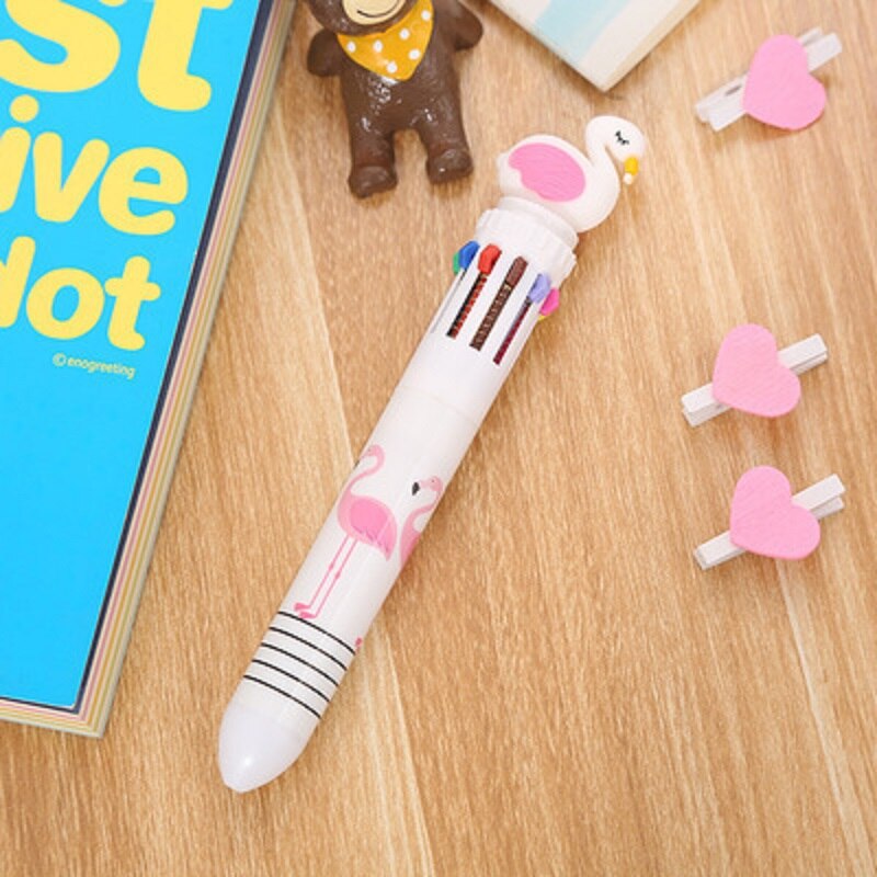 Creatieve 10 Kleuren Balpen Cartoon Schoolbenodigdheden Kantoorbenodigdheden Pennen Kawaii Multicolor Balpen Office Accessoires: baibai e