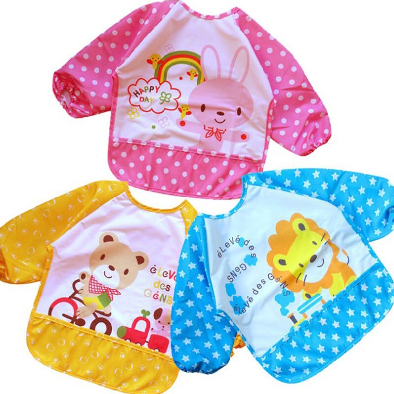 1pc mignon bébé bavoirs imperméable à manches longues tablier enfants alimentation Smock bavoir Burp chiffons vêtements doux manger enfant en bas âge vêtements