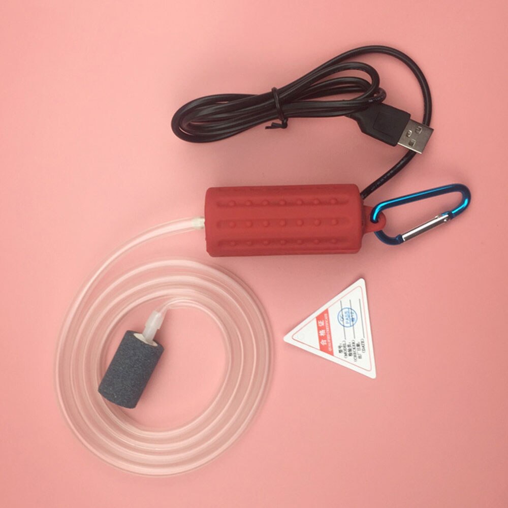Fish Tank Oxygen Terrarium Compressor Portable Hose Energy USB Check Valve Mute For Home Store Oxygen Air Pump: Red