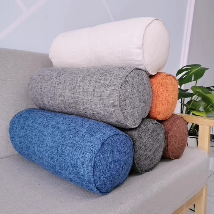 Almohada larga interior redonda para el hogar, cojín Rectangular para dormir, siesta, cojín de lino de algodón de imitación, accesorios de dormitorio