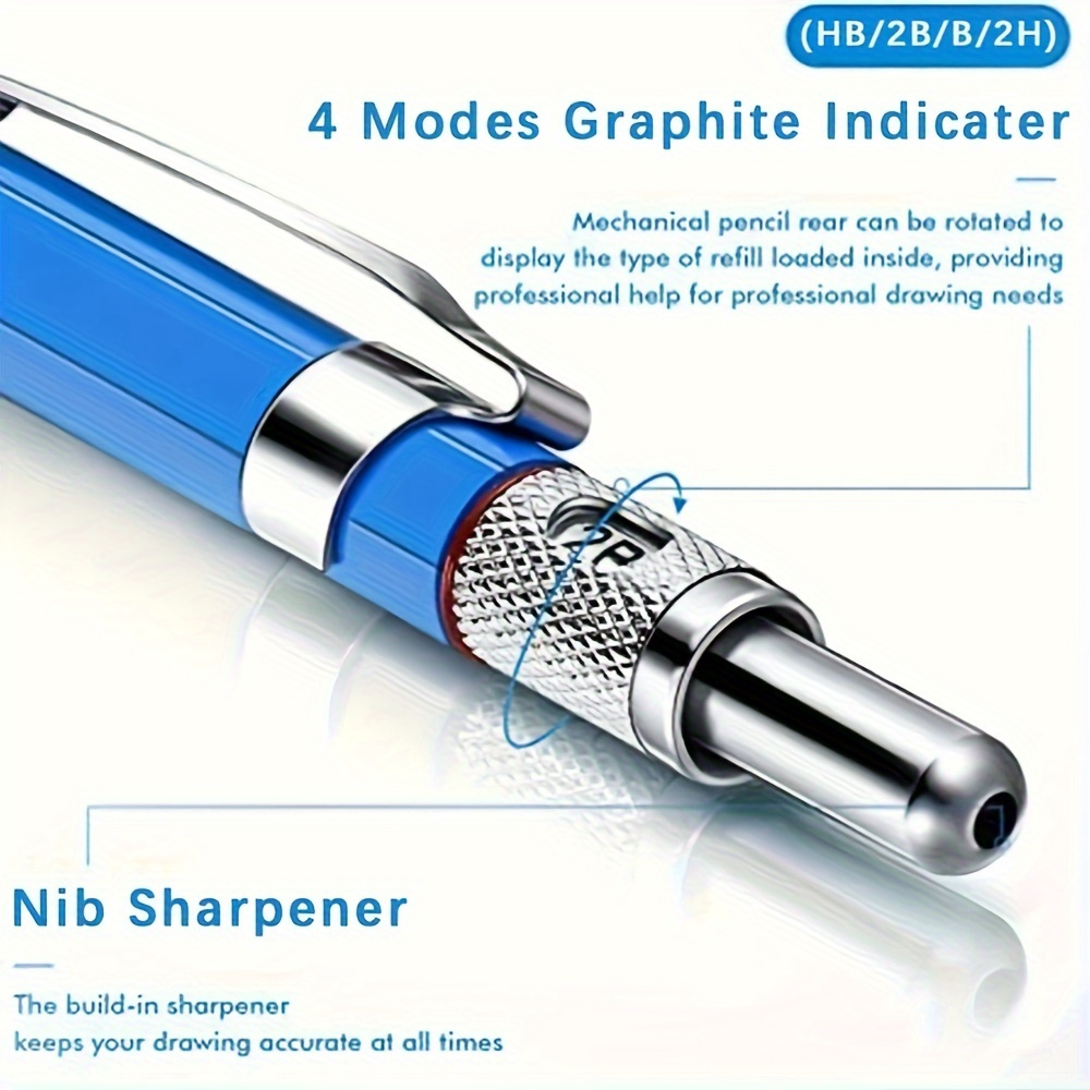 2.8/2.0mm solida mekaniska pennor för snickare med stiften inbyggd vässare markeringsverktyg för träbearbetning, mekaniska pennor för djupa hål