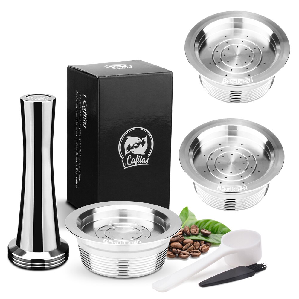 Reusable Coffee Capsule Cup for Lavazza Mio Stainless Steel Refillable Coffee Capsule: 3Cup 1Tamper