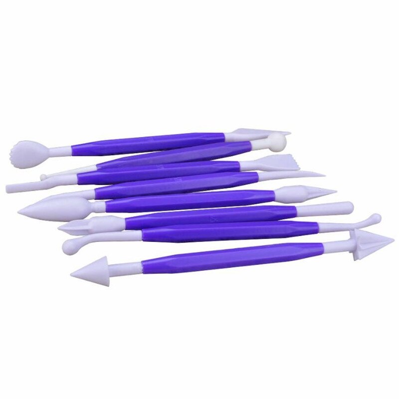 Outil artisanal de cuisson en plastique, bricolage, 8 sucrier artisanat Fondant gâteau sculpture de pâtisserie, coupe chocolat décoration fleur en forme d&#39;argile: purple