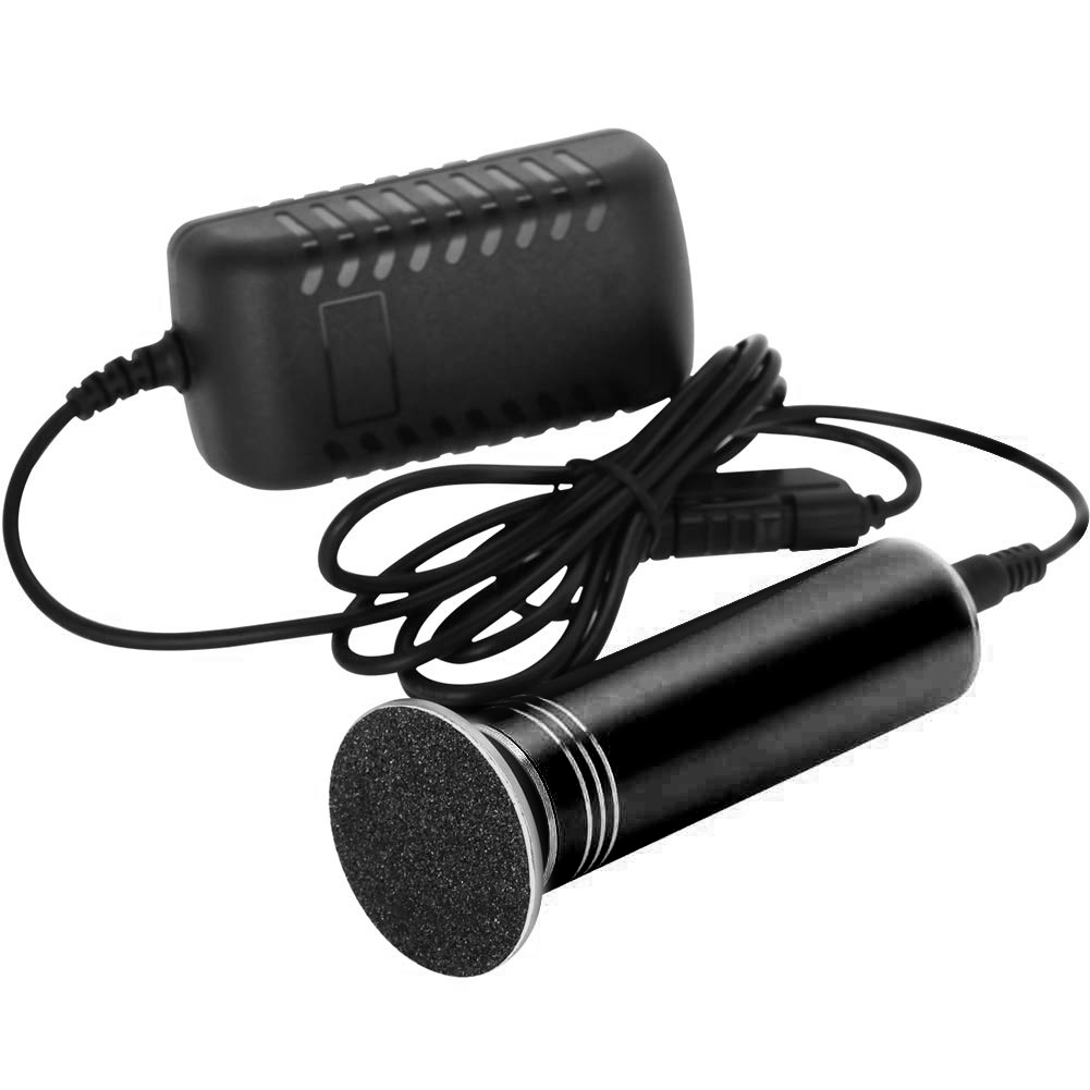 Décapant électrique amélioré de callosités de pied de prise de l'ue avec les disques de papier de verre de rechange de 60 pièces, Pedicu électronique puissant de dossier de pied de 2.5X: Black