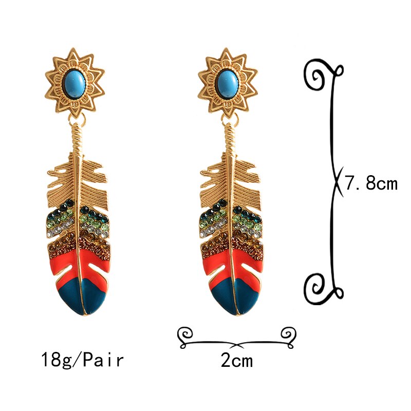 Neue Aussage Lange Ohrringe Hohe Bunte Kristall Metall Geölt Ohrringe Schmuck Zubehör