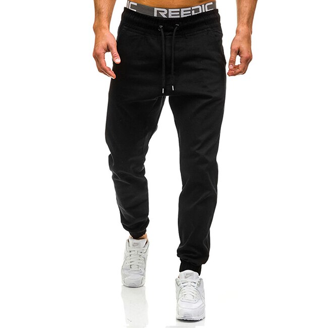 Menn løpebukser bukser menn snorbukser hofte hopp harembukser herre joggebukser solide bukser joggebukser Plus størrelse m -3xl: Svart / L