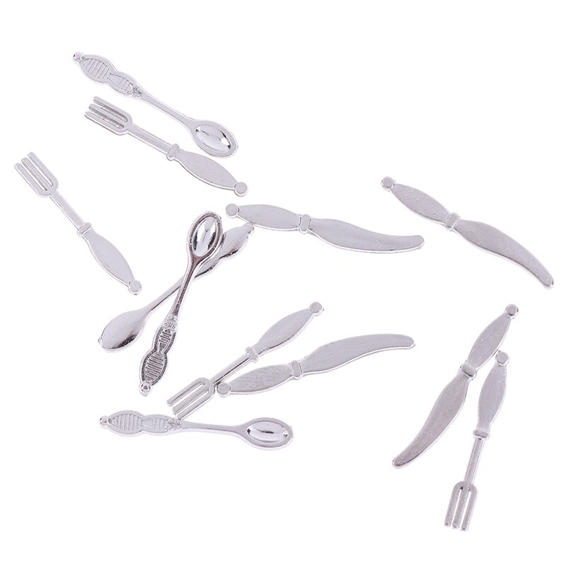 12Stck Simulation Küche Lebensmittel Möbel Spielzeug Puppe haus Miniatur Zubehör 1:12 Gabel Messer Suppe Löffel Geschirr