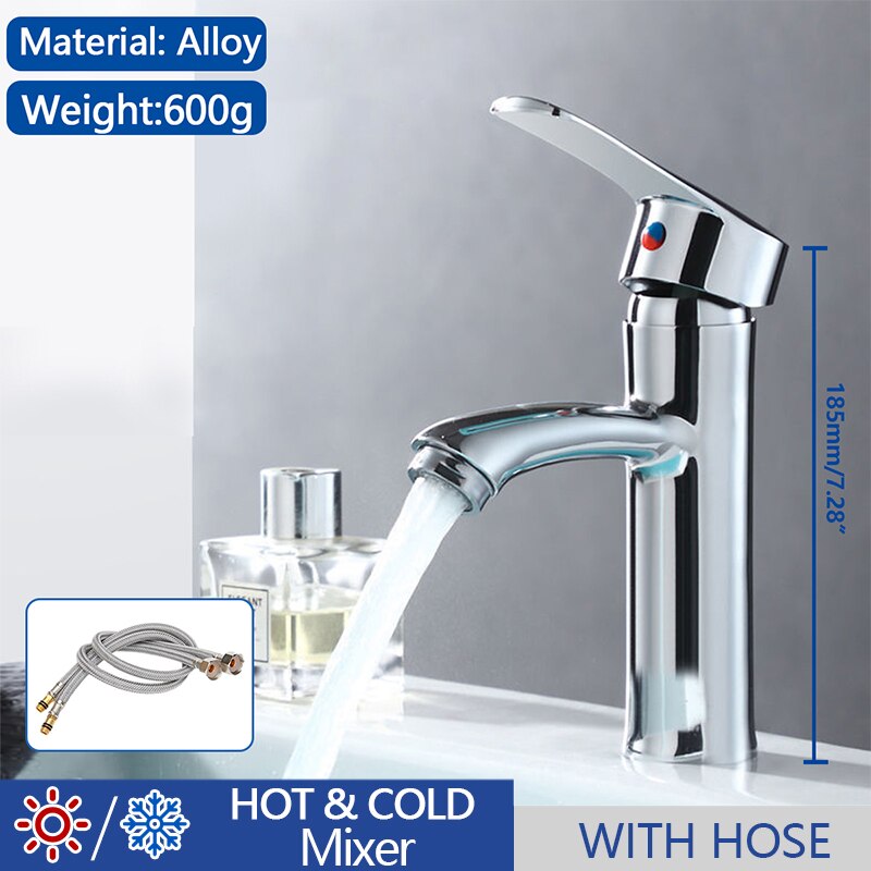 Badkamer Wastafel Kraan Waterval Badrandcombinaties Koud En Warm Water Mengkraan Messing Chroom Vanity Vessel Wastafel Kraan: MP21-hose