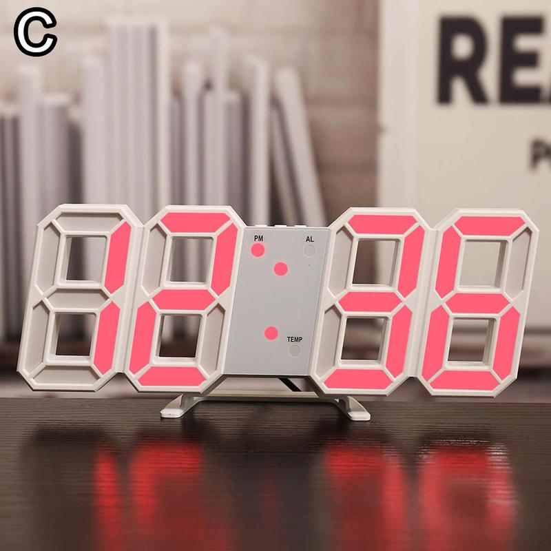 Reloj de pared grande 3D moderno, Digital, Led, Usb, electrónico, de mesa, de escritorio, luminoso