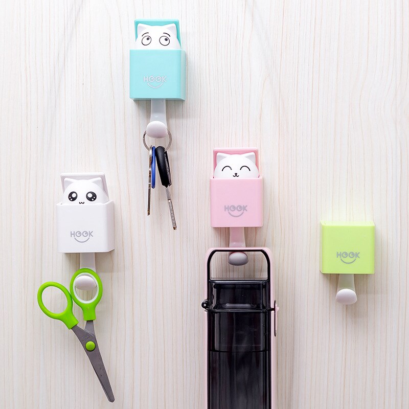 Creatieve Leuke Verborgen Kat Muur Opknoping Haak Voor Kleding Hoed Sjaal Sleutel Fun Zelfklevende Dieren Paw Hanger Rack Muur decoratie