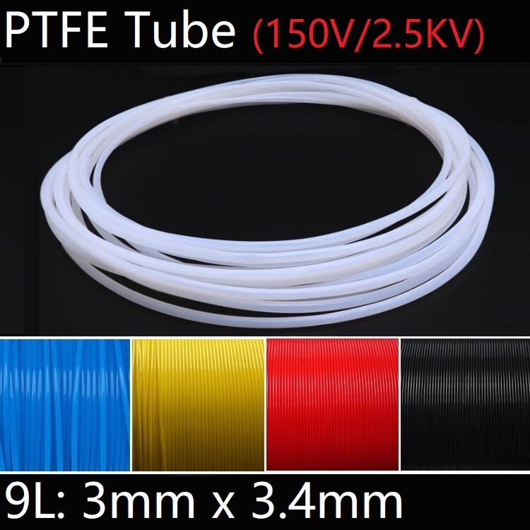 9l 3mm x 3.4mm ptfe-rør t eflon isolert stiv kapillær  f4- rørs høytemperaturbestandig sendeslange 150v fargerik