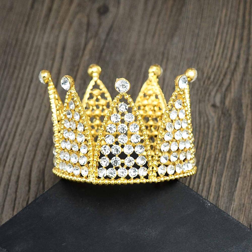 Di cristallo del Diadema Corona Torta di compleanno corona Bambini Del Bambino Prom Copricapo Capelli Ornamenti Dei Capelli Del Partito Dei Monili Accessori: Gold Tiara 07
