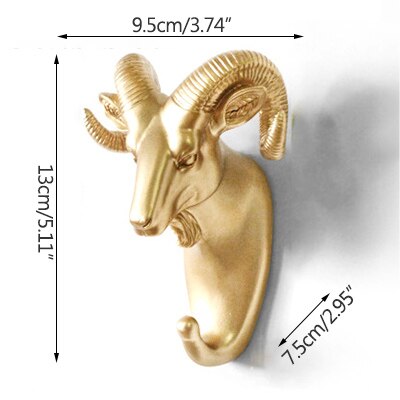 Hanger sleutelhaak multifunctionele amerikaanse kledinghaak houder decoratieve haak dierenhaak muur huishoudelijke naadloze klevende haak: Goudantilope