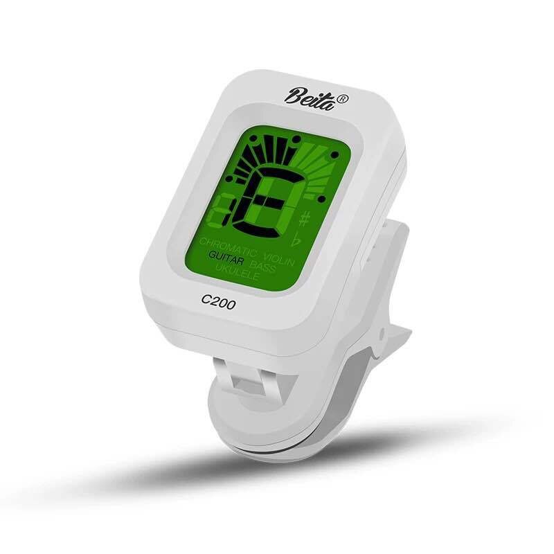 Folk Acoustic Guitar Tuner Violin Ukulele Bass Electronic Tuning Tuner Stringed Musical Instrument Accessories Guitar Bass Tuner: white