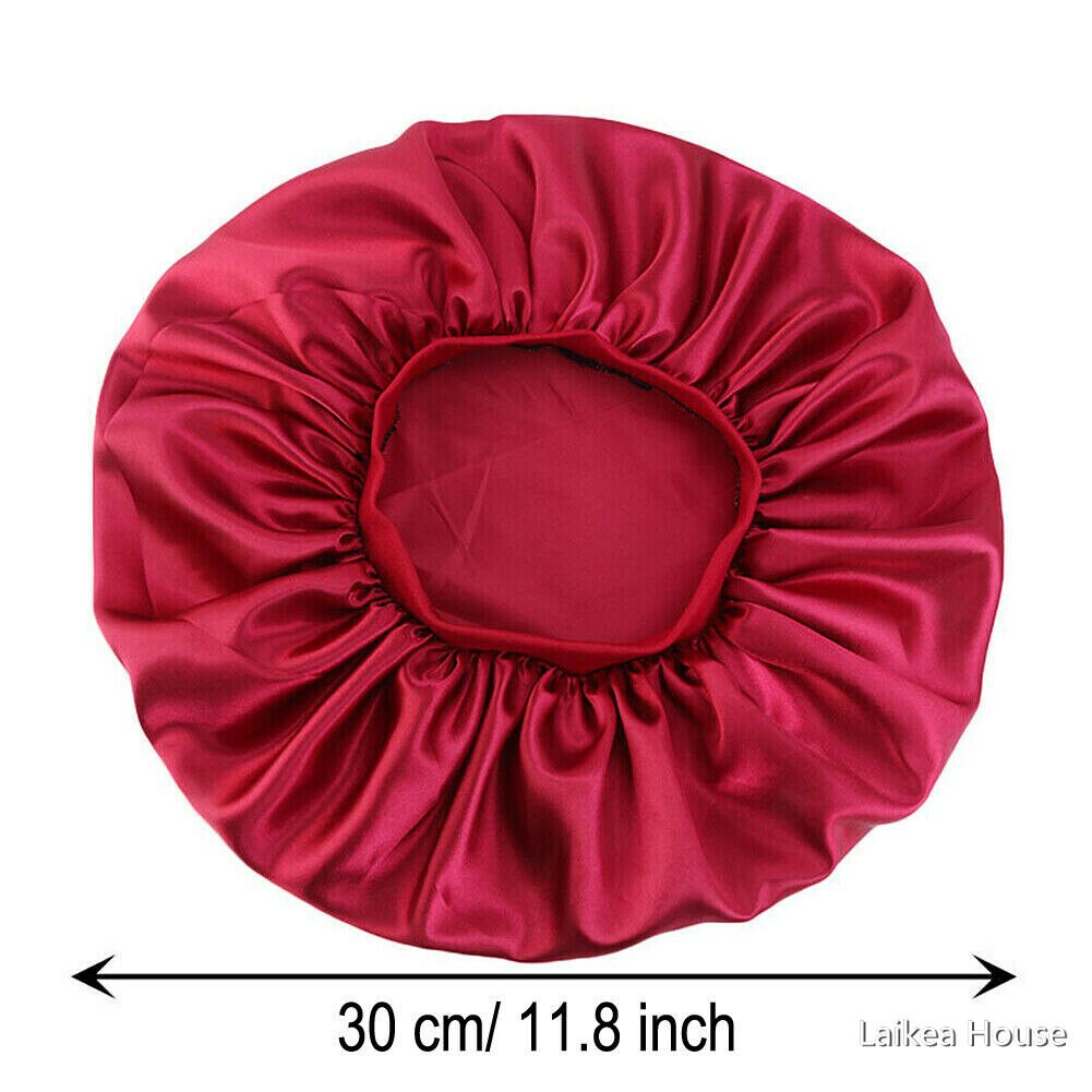 Silk Satin Night Sleep Cap Hair Bonnet Hat Head Cover Wide Band Adjust Elastic Hats For Household Fashionable Pure Supplies