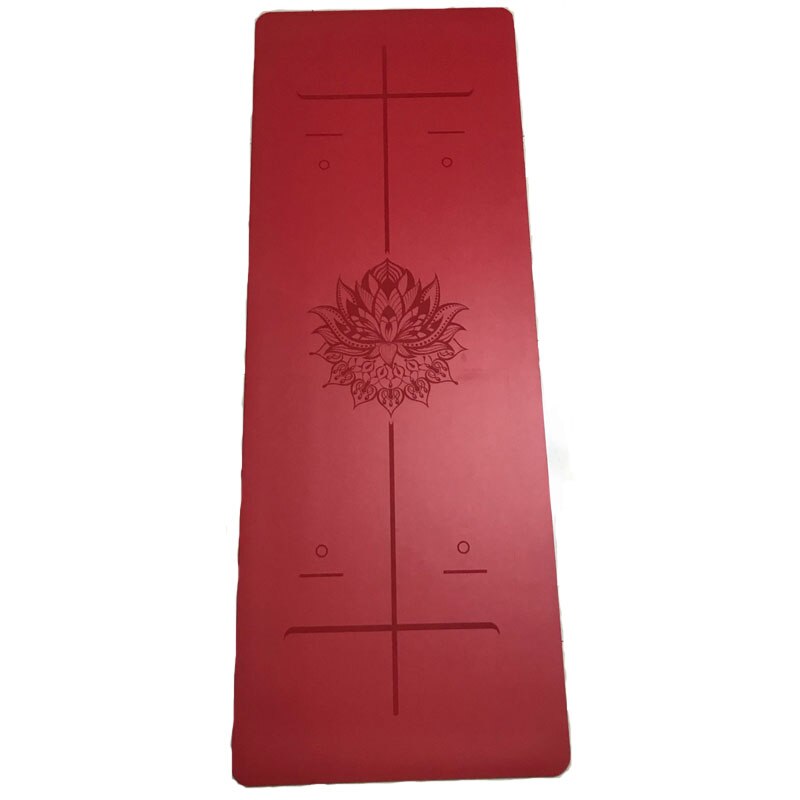 Position Line More Longer Natural Rubber Non-Slip Tapete Y oga Su ede Fabric Lose Weight Exercise Mat Fitness Yoga Mat: Red