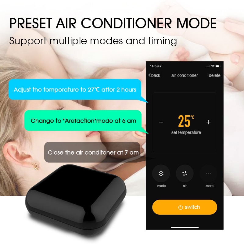 Wifi smart ir trådløs infrarød fjernbetjening tv air condition sat by smart life / tuya app, fungerer med alexa echo google home