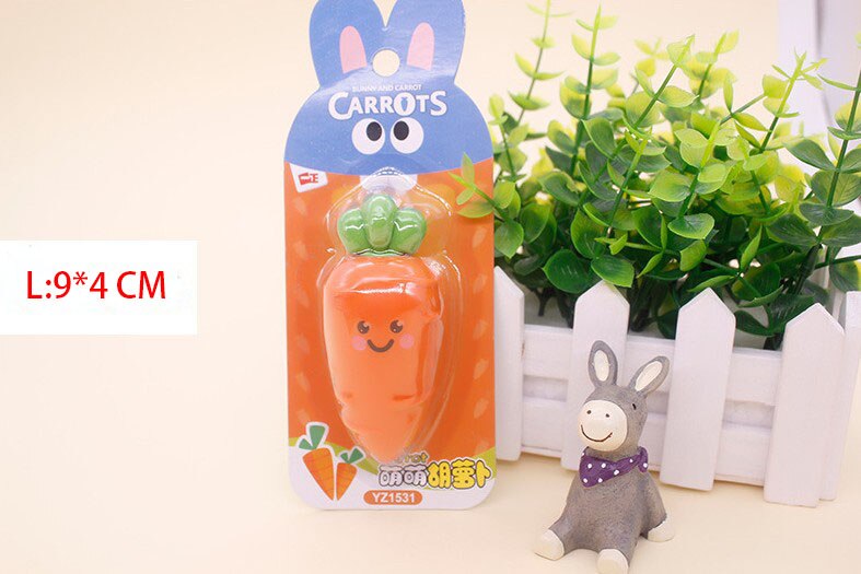 1Pack Children baby shy carrot eraser big eye cute carrot box rubber stationery school office supply: L