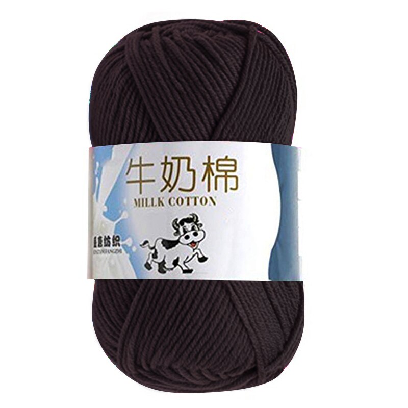 50g/ball Colorful Combed Soft Baby Milk Cotton Yarn Fiber Velvet Yarn Hand Knitting Wool Crochet Yarn DIY Sweater wool yarn: coffee