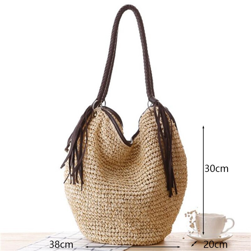 Gus borse da spiaggia in paglia grande borse da donna moda estiva donna 2022 borse da donna Casual borsa a tracolla nappa cerniera Bolsas: a-Beige