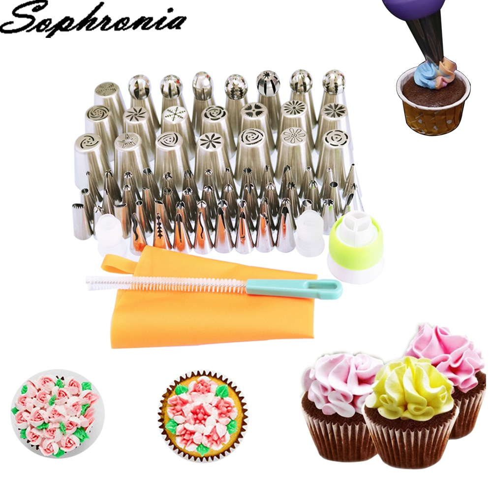Sophronia 78 Stks/set Nozzle Set Rvs Cake Icing Piping Decoratie Taart Decoreren Nozzl Set CS008