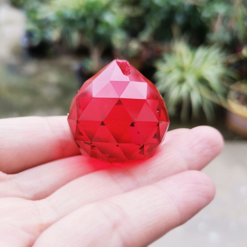 Lámpara colgante de prisma con bola facetada de cristal de colores de 10 uds, lámpara atrapasol para decoración del hogar o boda, pisapapeles de cristal: red