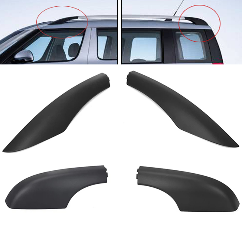 Car Roof Rack Cover Front Rear Roof Bar Luggage Rack Guard Roof Rail End Shell set for Skoda Yeti SUV Black