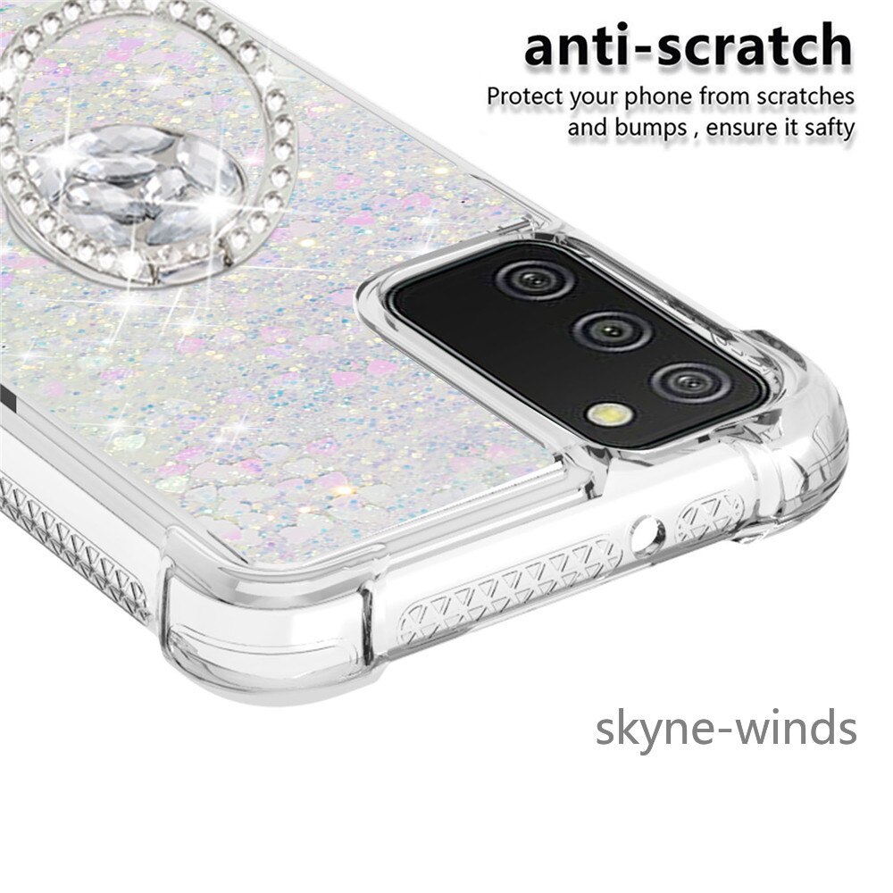 For Samsung Galaxy A 02S A02S EU US SM-A025F/DS rhinestone ring buckle anti-fall quicksand phone case for SM A02S cover coque