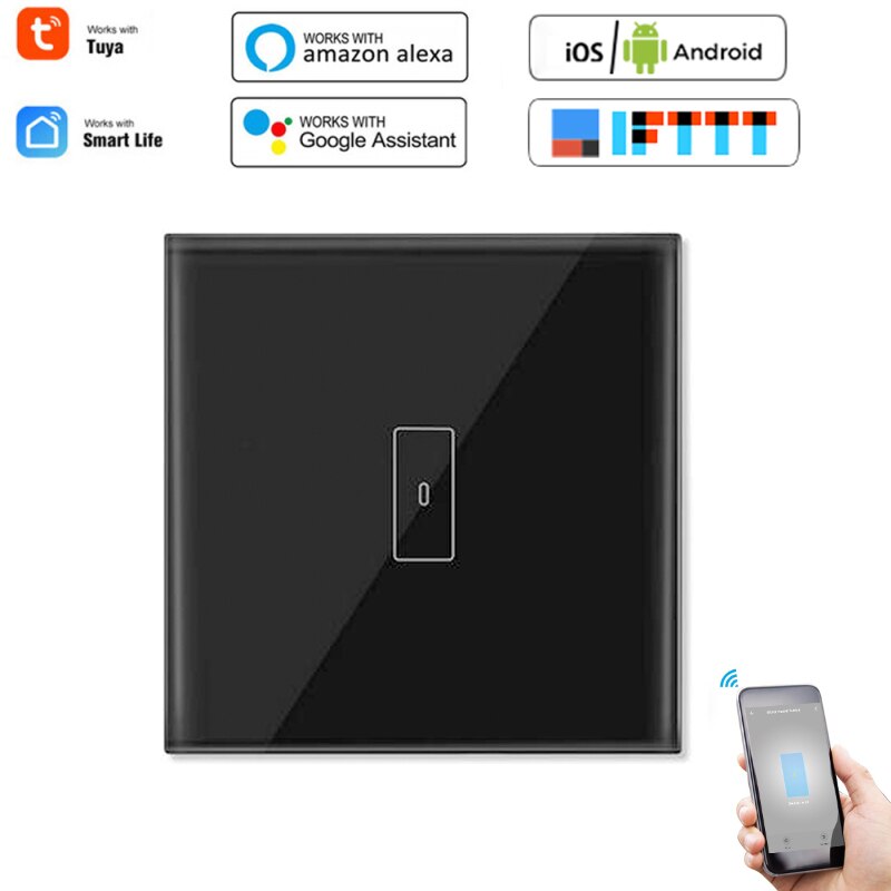 Smart WiFi Water Heater Timer Switch – 20A 4400W, Touch Wall Thermostat, Power Monitor, Voice Control For Alexa/Google, Tempered Glass, For Immersion Boiler