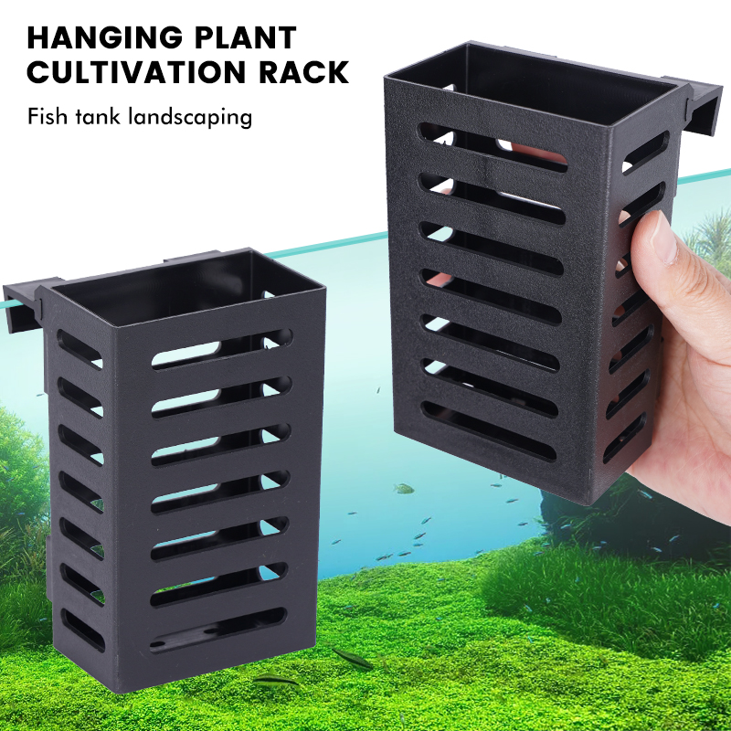 Preto pendurado aquário planta titular plástico aquário plantador copos cestas prático pote aquático decoração aquascape
