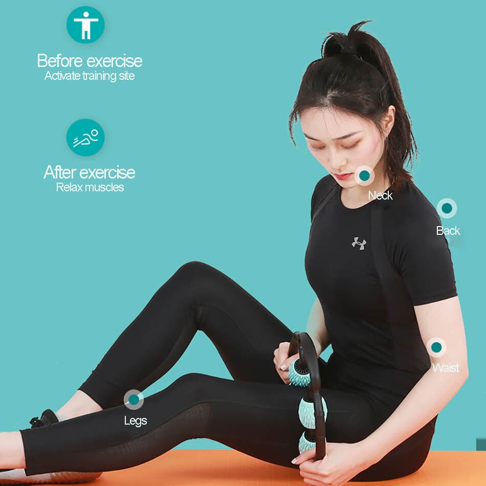 Yoga massage roller u form triggerpunkt för arm ben nacke muskel roller ball tissue för fitness gym yoga pilates sport 4 hjul
