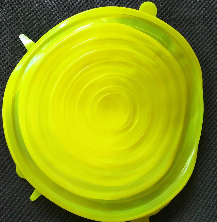 Tapa de succión de silicona Universal, tapa de olla de cocina, tapa elástica de silicona, tapa de tapón de derrame de sartén de cocina, 6 unids/set por juego: Yellow