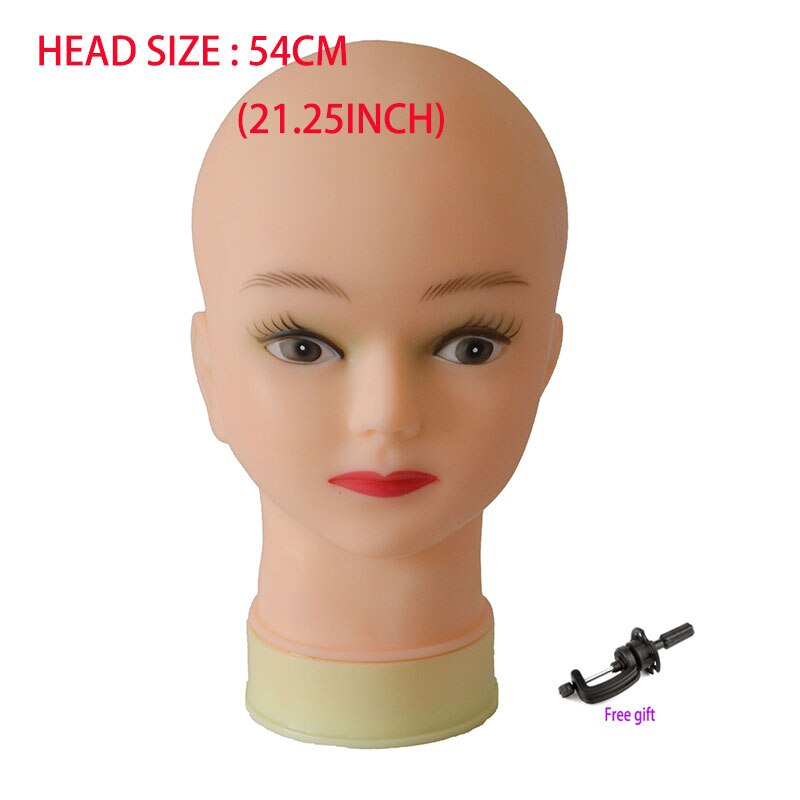 55cm Bald Mannequin Head With Clamp Cosmetology Manikin Head For Makeup Practice Female Maniqui Head For Wig Making Hat Display: Blue