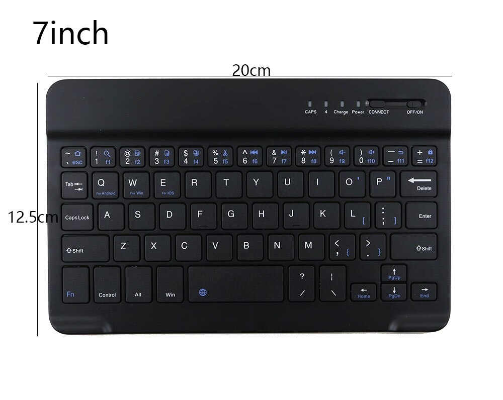 Mini ultraohut langaton bluetooth-näppäimistö 7/9/10 tuuman bluetooth 3.0 -näppäimistö ipad-puhelimen tabletille, jossa on windows/android/ios: 7 tuumaa musta