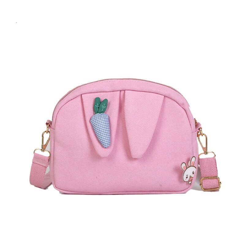 Schattige konijnenoren kleine tas canvas schouder student kleine schoudertas tassen: Roze